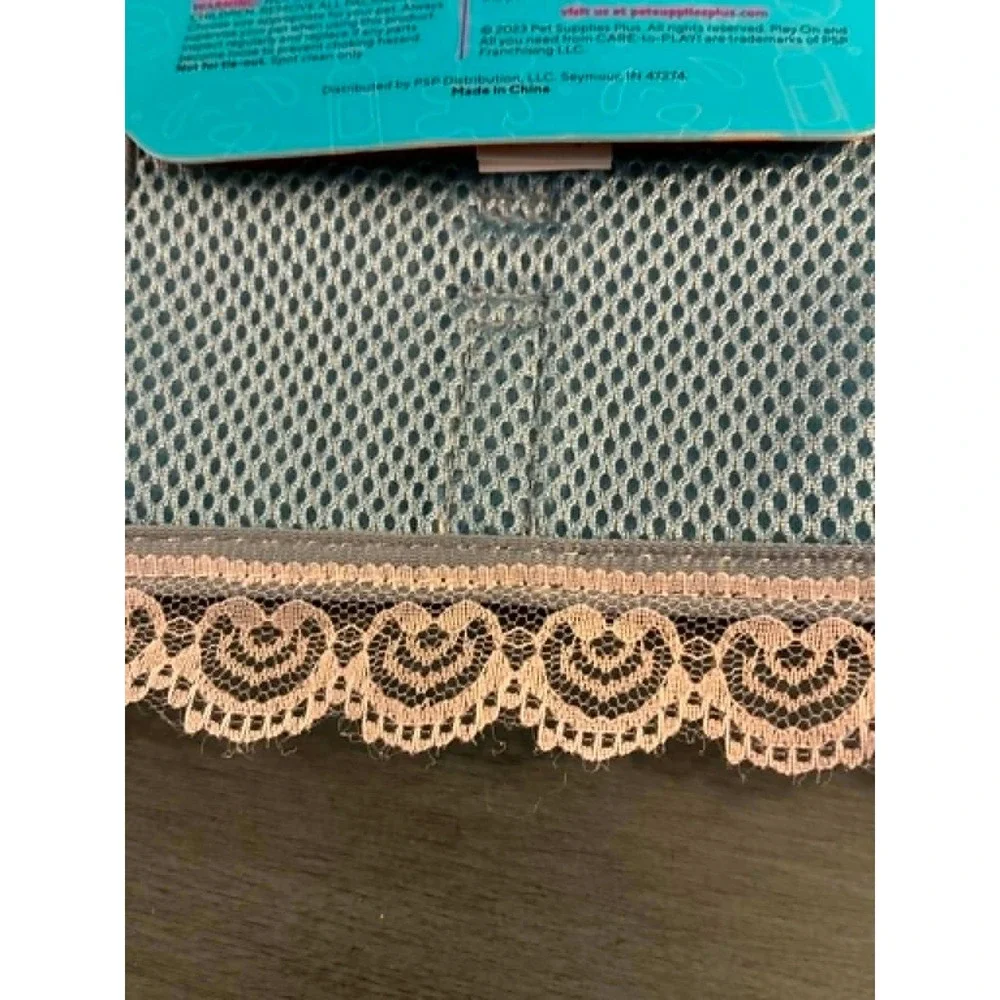 Play On Dog Harness‎ Small Teal Damask Lace Trim New Pet Vest Adjustable Mesh